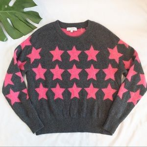 White + Warren Cashmere Star Intarsia Sweatshirt Sweater Size Small